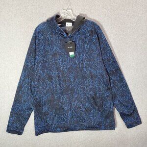 Algo Men Sweatshirt Large Blue Abstract‎ Hoodie Fleece Lightweight Pullover NWT